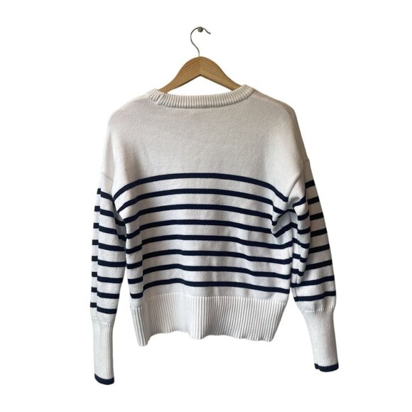 Philosophy Sweater Size L Crewneck Striped Pullover Knit Long Sleeve Beachy Blue - Picture 4 of 8